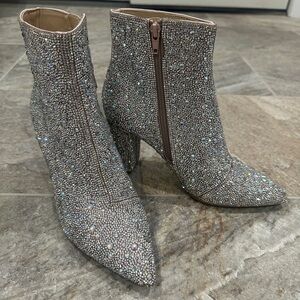 Sparkling Silver Ankle Boots